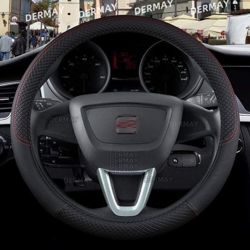 for Seat ibiza 6L 6J 6P 6F KJ1 FR Car Steering Wheel Cover PU Leather Non-slip 9 Colors Auto Accessories Fast Shipping