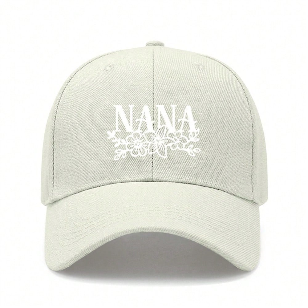 Black Baseball Cap - Letter "NANA" Print Polyester Adjustable Breathable Curved Brim Sun Protection Casual Outdoor Sports For Grandma Gift
