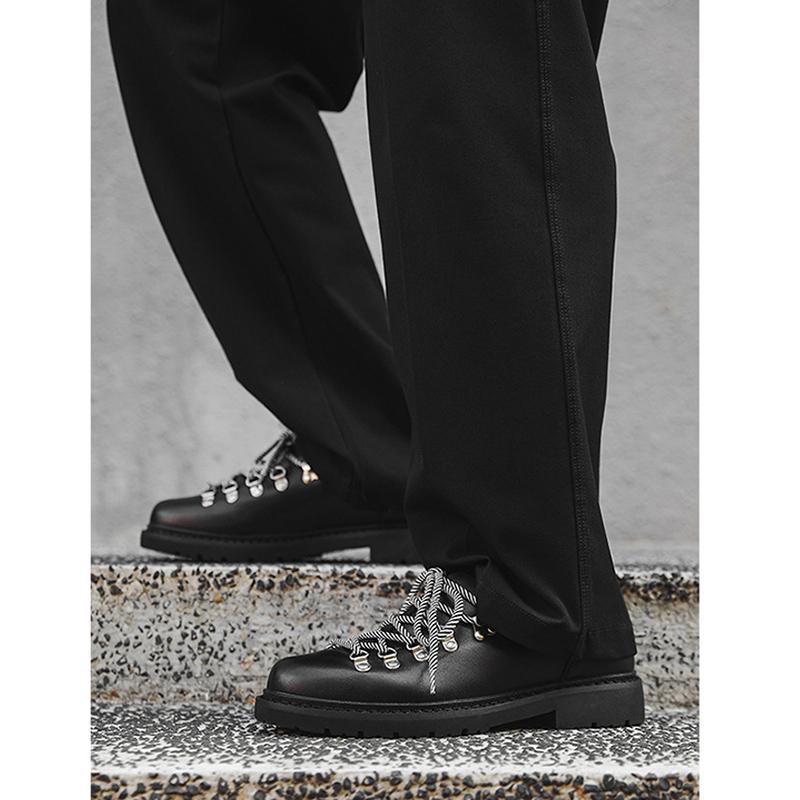 Genuine Leather Shoes Mens Derbys Flat Brand Male Footwear Black Shoes Cool Young Man Fashion Style Plus Size 45