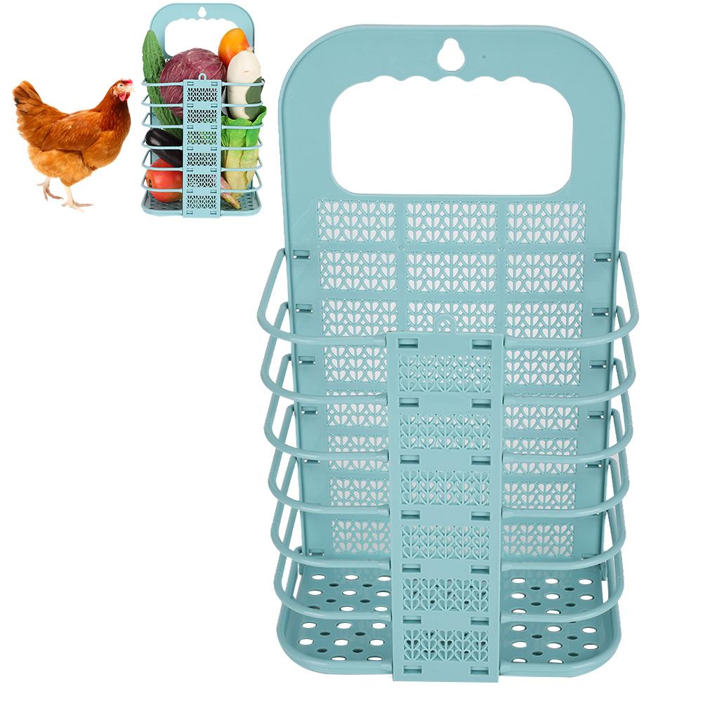 Cesto Pieghevole per Pollo e Verdure Gallo Gallina Frutta Appeso Mangiatoia Strumento di Alimentazione (blu)