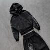 Womens Oversized Hooded Sweatshirt Wide-Leg Pants Set 2026 Fall Streetwear Print Lounge Outfit