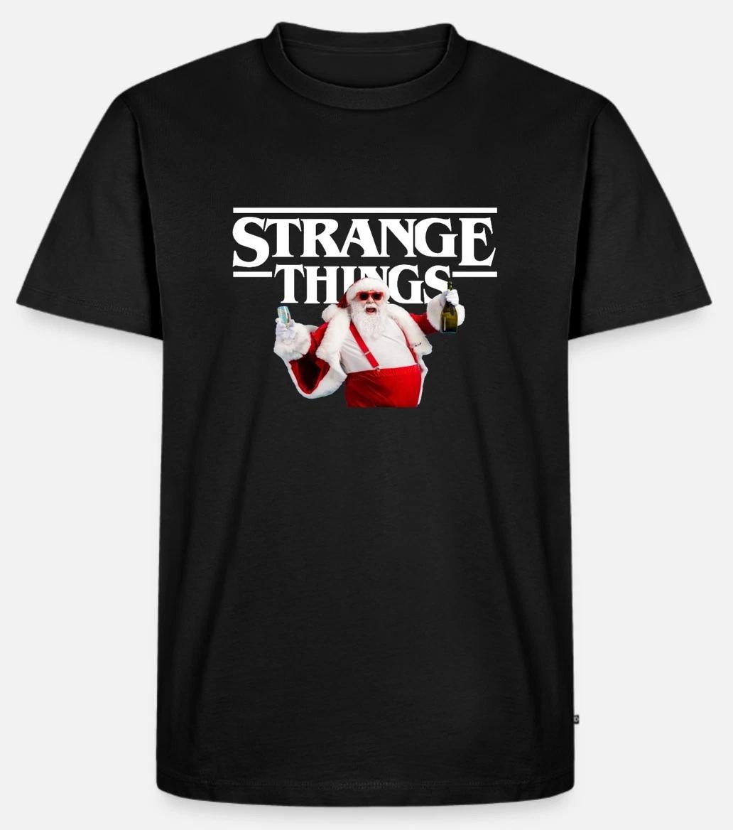 Странные Вещи Санта Черная Взрослая Футболка 4XL