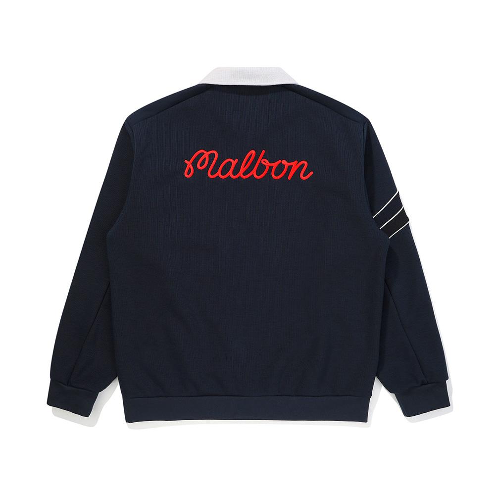 MALBON GOLF Brushed French Terry Collar T-Shirt Dark Navy (Man)