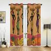 African Woman Yoga Vase Silhouette White Curtains for Bedroom Living Room Drapes Kitchen Children Window Curtain Home Decor