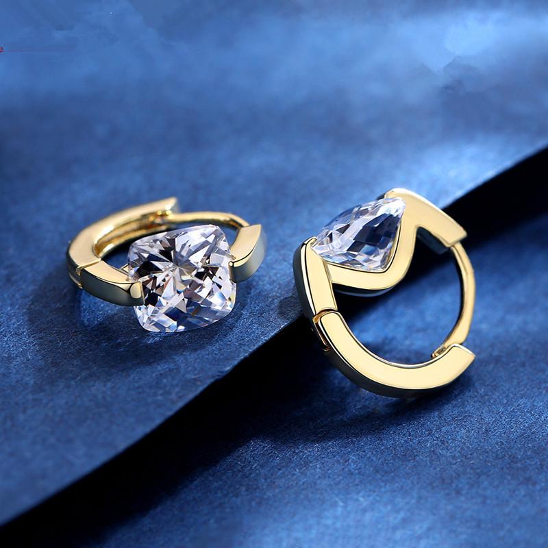 Elegant French Zircon Earrings for Women, Trendy Geometric Ear Cuffs, Light Luxury Jewelry, European-American Style
