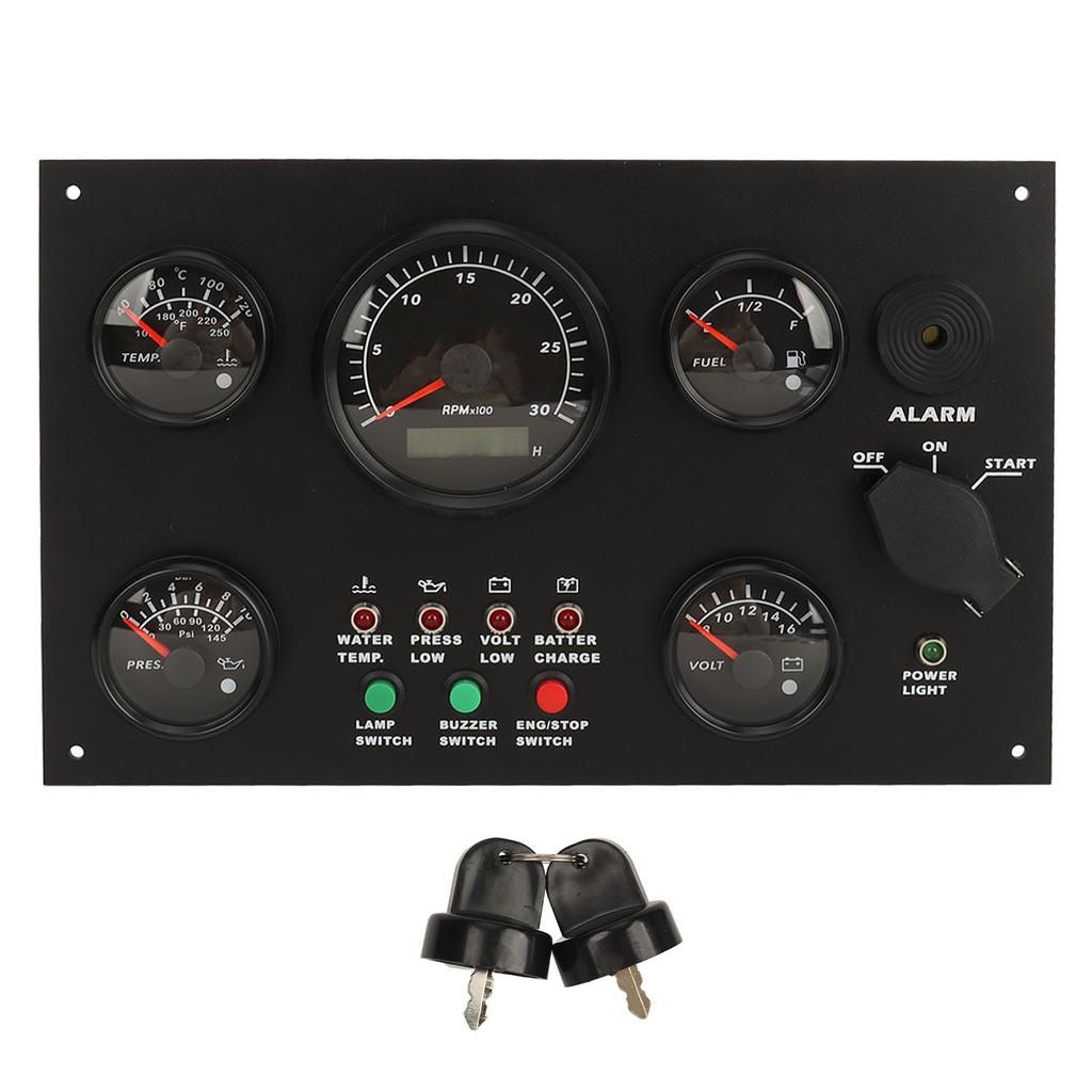 300x190mm Panel přístrojů pro motorový člun Teplota vody a oleje Hladina oleje Napětí Otáčkoměr Sada 5 přístrojů pro jachty Obytné vozy