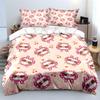 Cartoon Cat With Cherry Design Pattern Duvet Cover Set Digital Print Colorful Polyester Bedding With Zipper Closur For Kids Gift