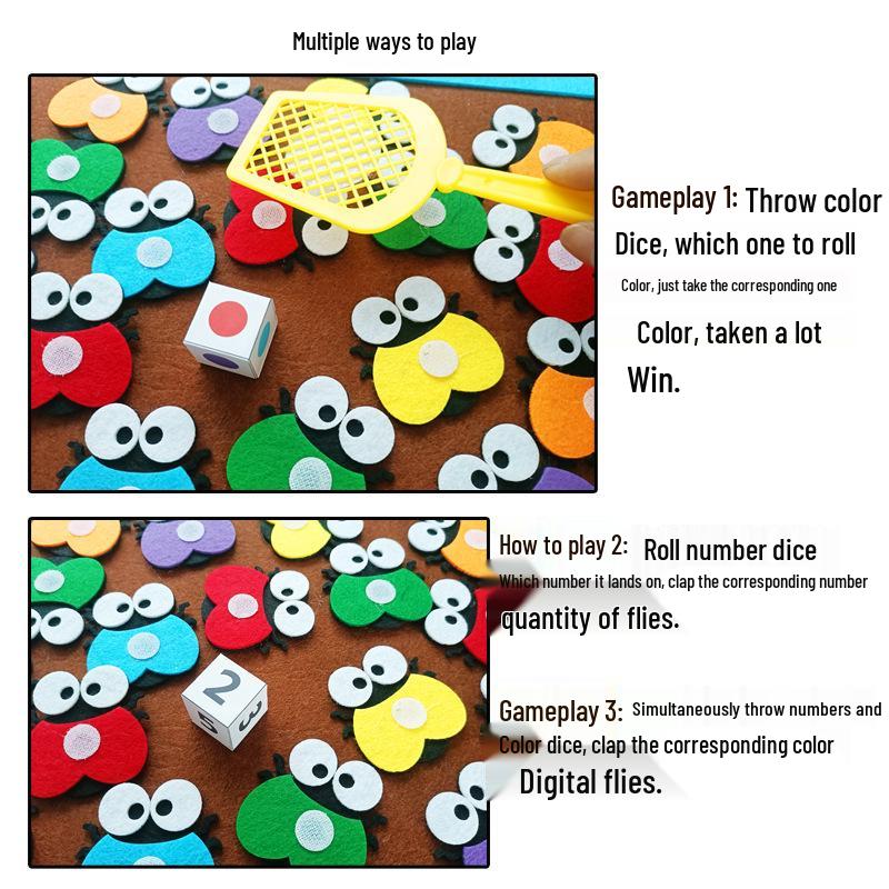 Kindergarten Math Fly Swatter Game for Middle & Large Classes: Color & Quantity Cognitive Play Aids