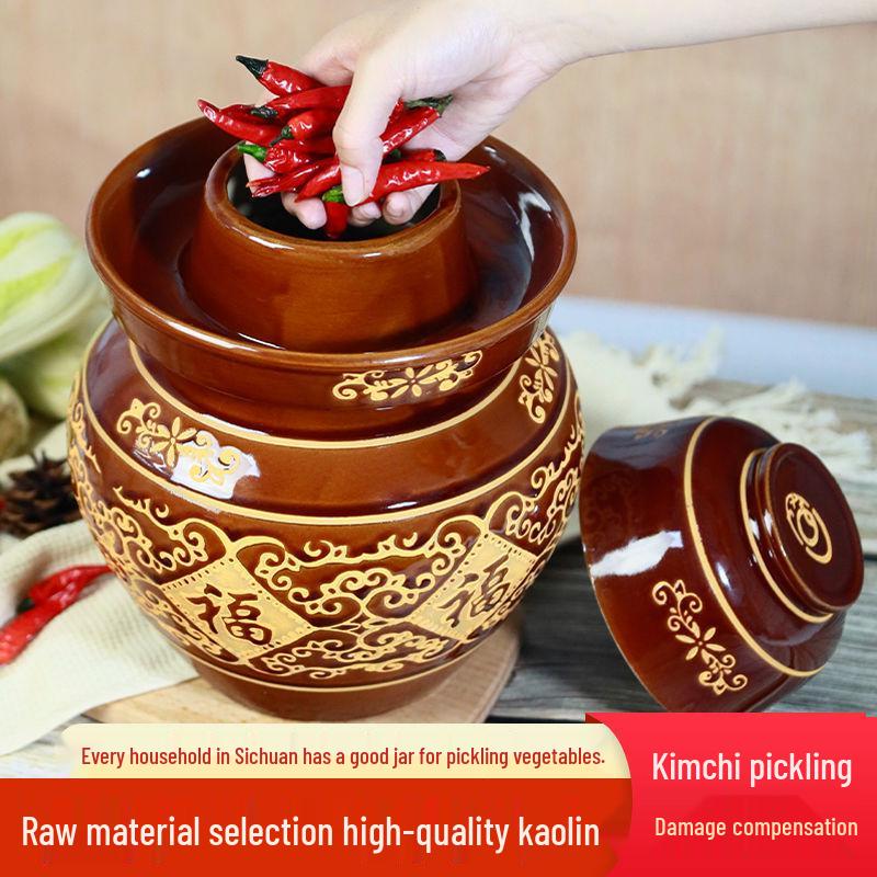 Jiaxi Sichuan Ceramic Pickle Jar - Old-Fashioned Sauerkraut & Salted Egg Sealing Jar