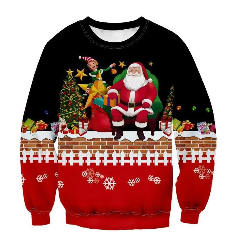 

Рождественский узор 3D-печать Модный Удобный Персонализированный Повседневный С круглым вырезом Мужской Женский Пуловер с длинным рукавом 6XL