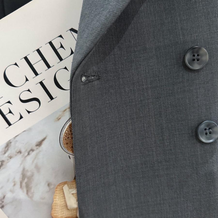 Veste de tailleur grise pour femme de haute qualité avec manchette en dentelle, Printemps/Automne 2025, Style Célébrité Internet