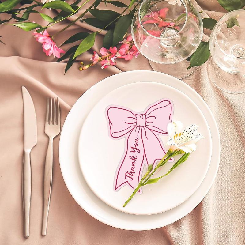 50Pcs Bow Diy Handwritten Family Party Gift Card Child Birthday Gift Card Restaurant Business Mini Thank You Card
