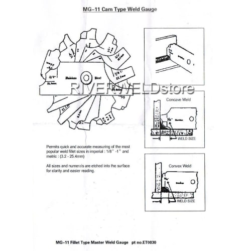 RIVERWELD 7-Piece Fillet Weld Gauge Set, RL Gauge, Weld Inspection Test, Ulner Metric