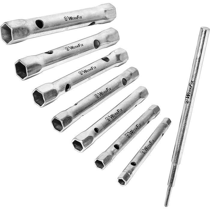 SR WERKFIX Jeu Clés Tubulaires - 7 Clés à Tube Douille 6-19 mm. Pour Bougies et Lavabo98