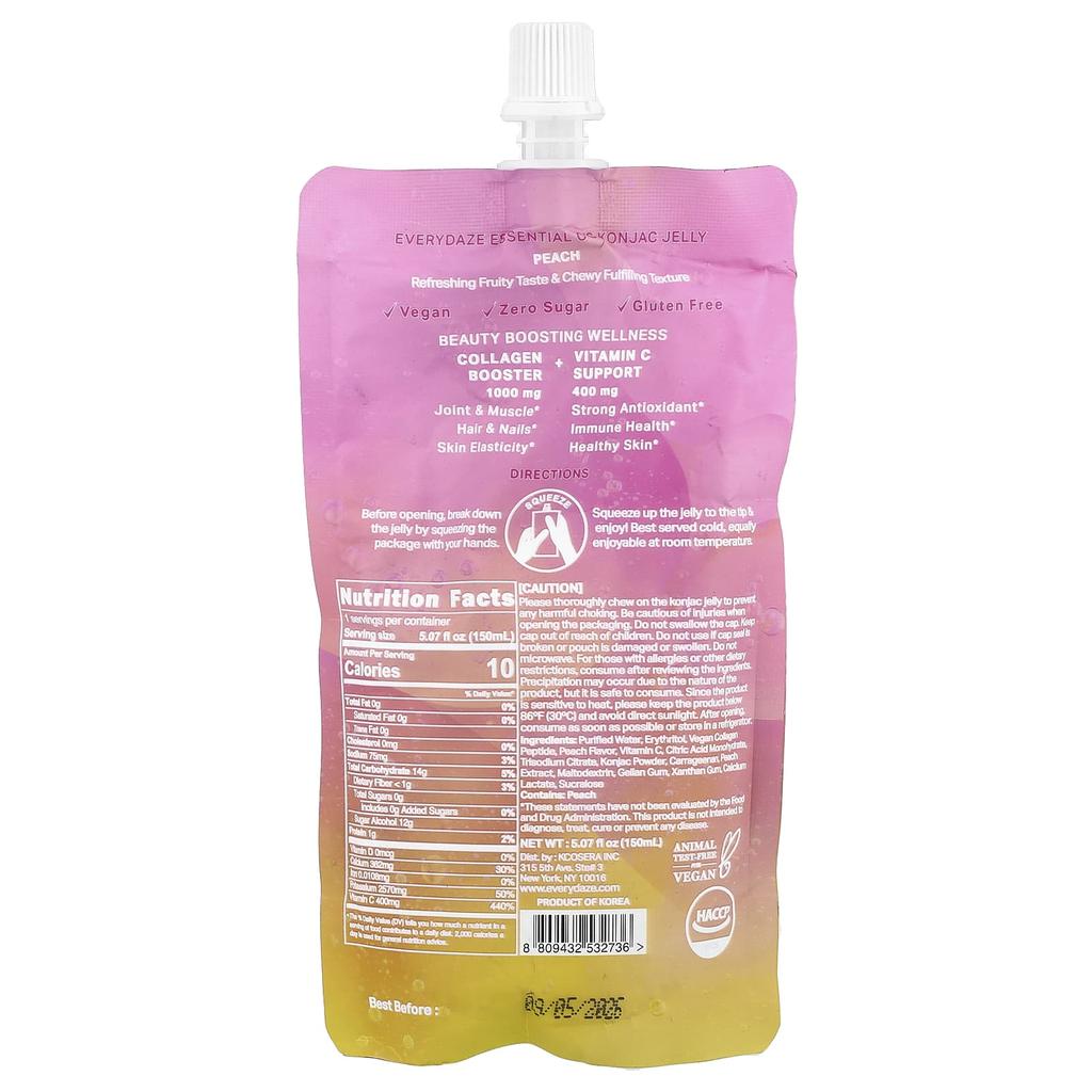 Essential C Konjac Jelly, Peach Flavor, 150Ml(5.07Fl Oz)