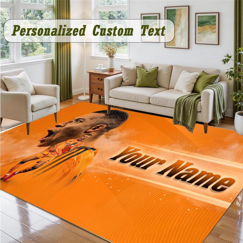 Crystal Velvet Square Rug Custom NameKylian Mbappe Pattern Non Slip Home Floor Decor Rug