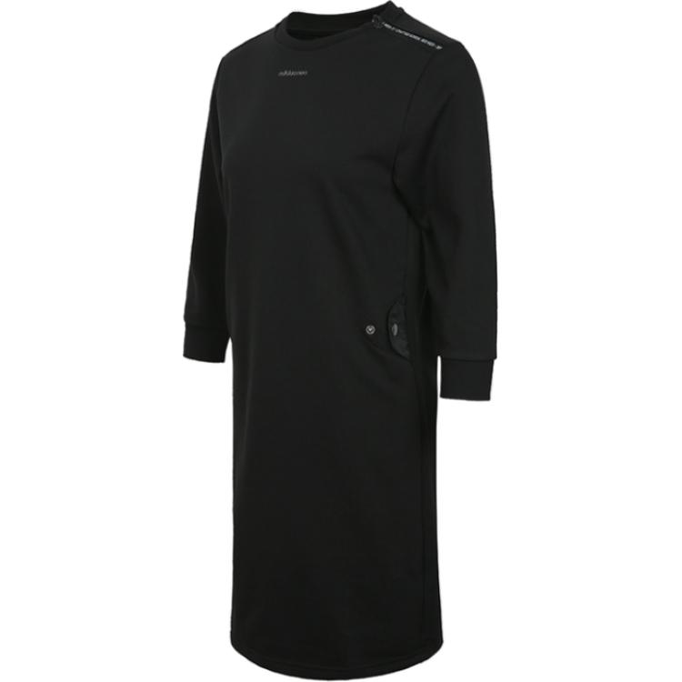 Adidas Neo Fashionable Comfortable Soft Skin-Friendly Long Sleeve Dress Women dress Black DU2376