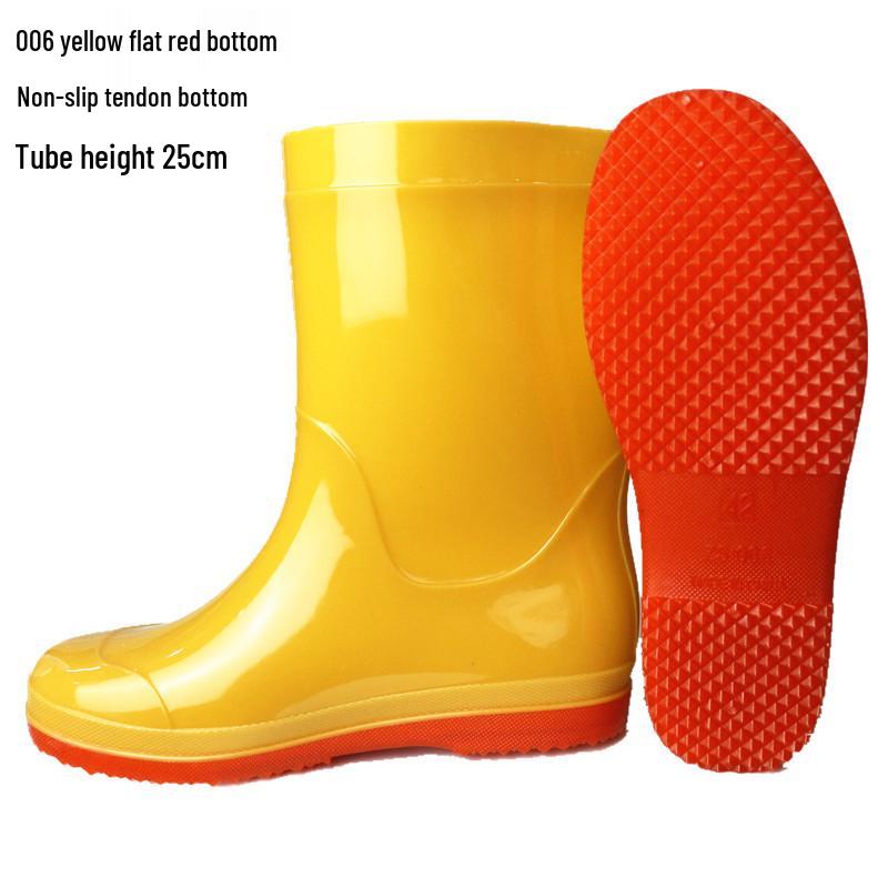 Men's High-Top Non-Slip PVC Construction Rain Boots - Wear-Resistant, Water-Resistant Mid-Calf Rubber Shoes