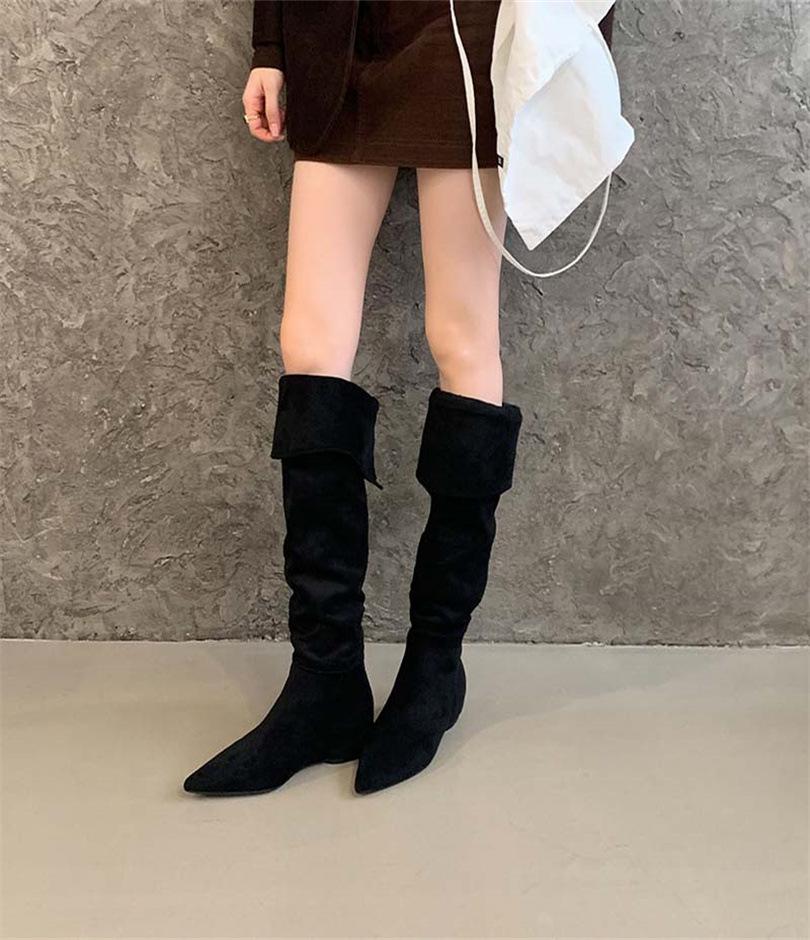

2025 autumn and winter new retro pointed thin heel knight boots two wear long boots femininity tall thin boots 40 чорний