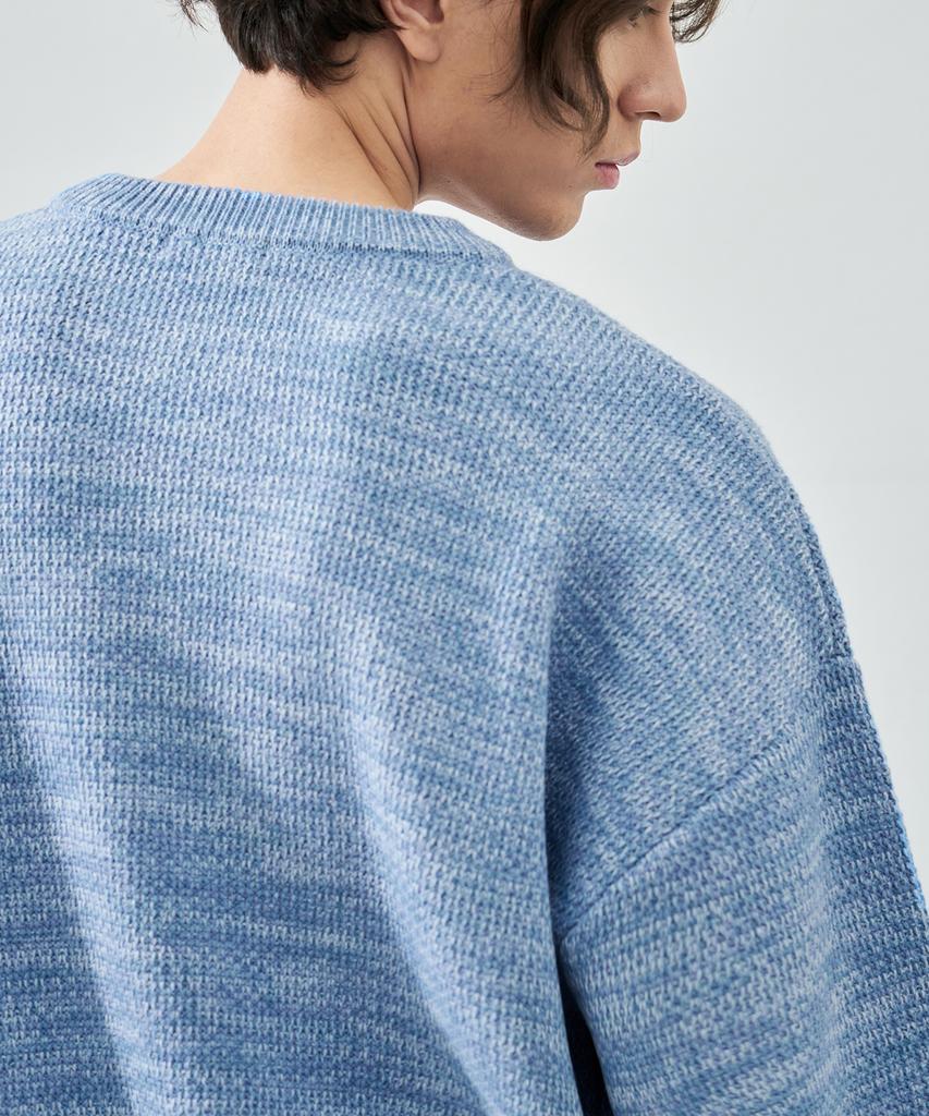 DRAW FIT Oversized Mixed Pullover Knit [Pale Blue]