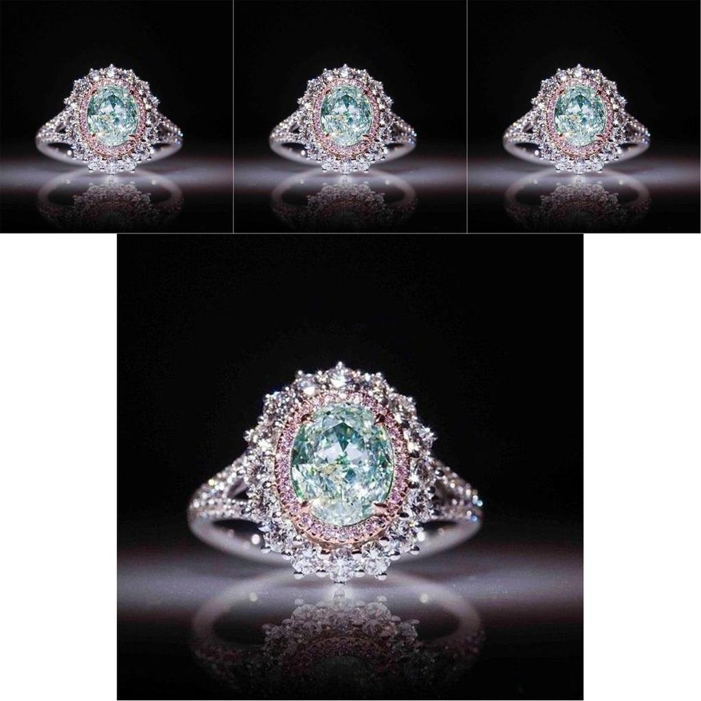 Elegant Female Pink Crystal Rhinestone Ring With Green Topaz For Engagement