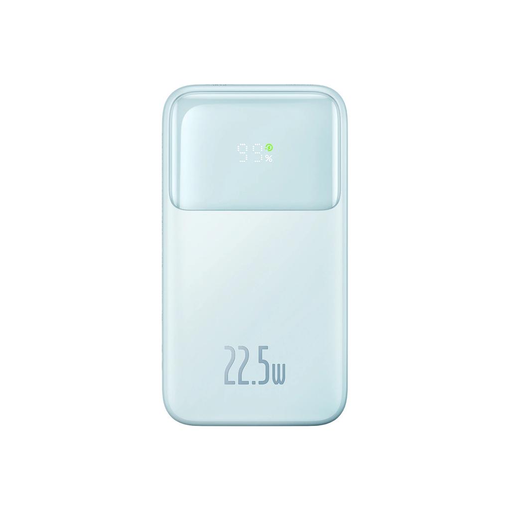 Powerbank Baseus Comet Series with Display 10000mAh 22.5W - Blue + USB-A To USB-C Cable 0.3M - White
