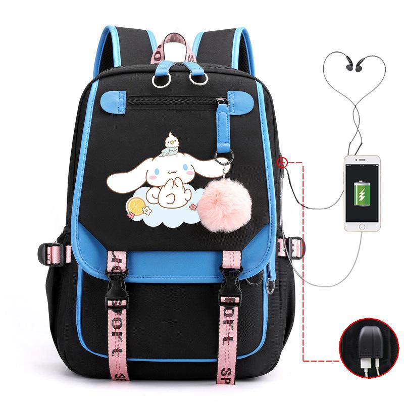 Pies z Dużymi Uszami Plecak Szkolny Męski i Damski Plecak dla Ucznia Szkoły Średniej Gimnazjum Styl College'owy Pasek do Plecaka Plecak Wielofunkcyjny USB