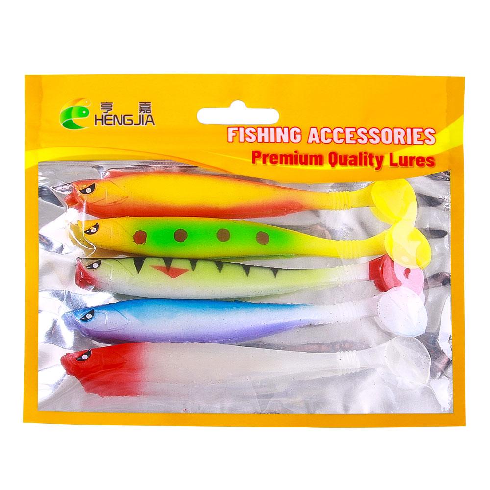 

5pcs/bag Soft Lures 11CM-8.3G Fishing Lure Wobblers Double Color Aritificial T Tail Silicone Bait Swimbait Bass Pike Tackle