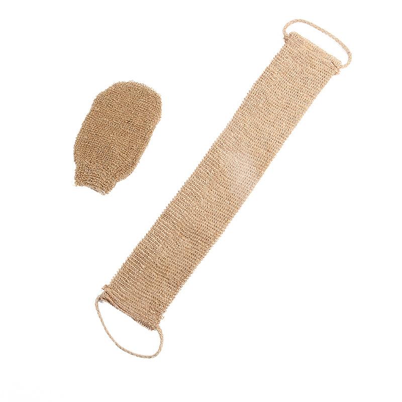 Ramie Jute Bath Towel Shower Towel Back Body Exfoliating Belt Shower Scrubber For Body Cleaning Bathroom Shower Strap