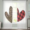 Valentine 'S Day Love Red Leopard Plaid Tulle Curtains For Living Room Decoration Modern Chiffon Sheer Voile Kitchen Curtain