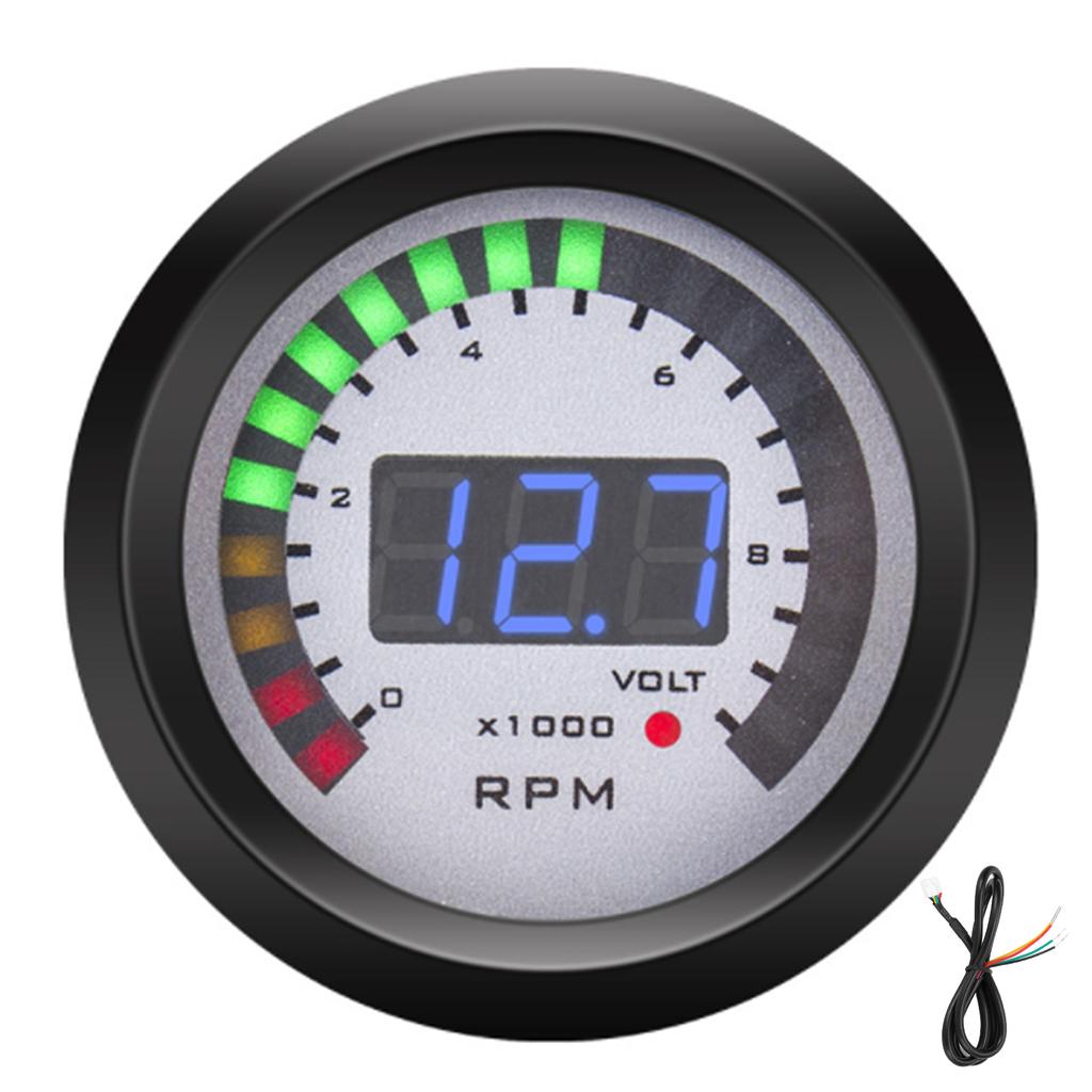 Digital Tachometer 52mm2in 0?9999 RPM Replacement for 12V 468 Cylinder Gasoline Vehicles