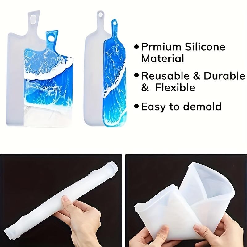 2 Style Duże Formy do Tacy Żywicznej Z Uchwytami Łatwymi w Użyciu, Szeroki i Wąski Wzór Formy do DIY z Żywicy, Deska do Serwowania Jedzenia, Owoców, Talerz i Naczynie