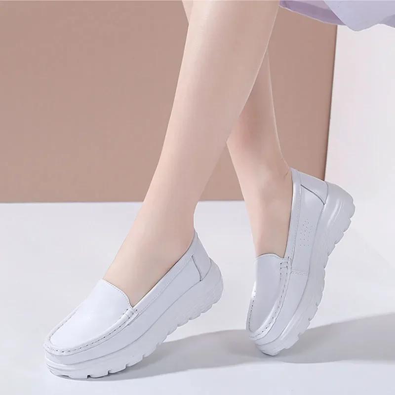 2025 Hospital White Female Nurse Shoes Air Cushion Sole Comfortable Wedge Soft Fashion Work Shoes Chaussure Femme Zapatillas