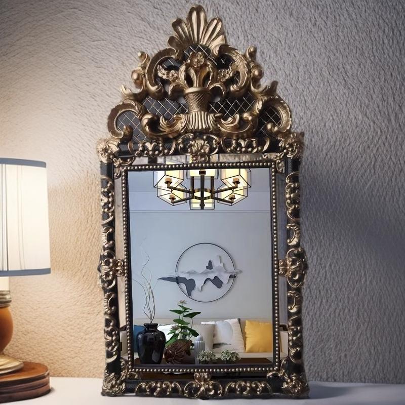 European home entrance decorative mirror American country luxury rectangular vanity mirror bathroom mirror