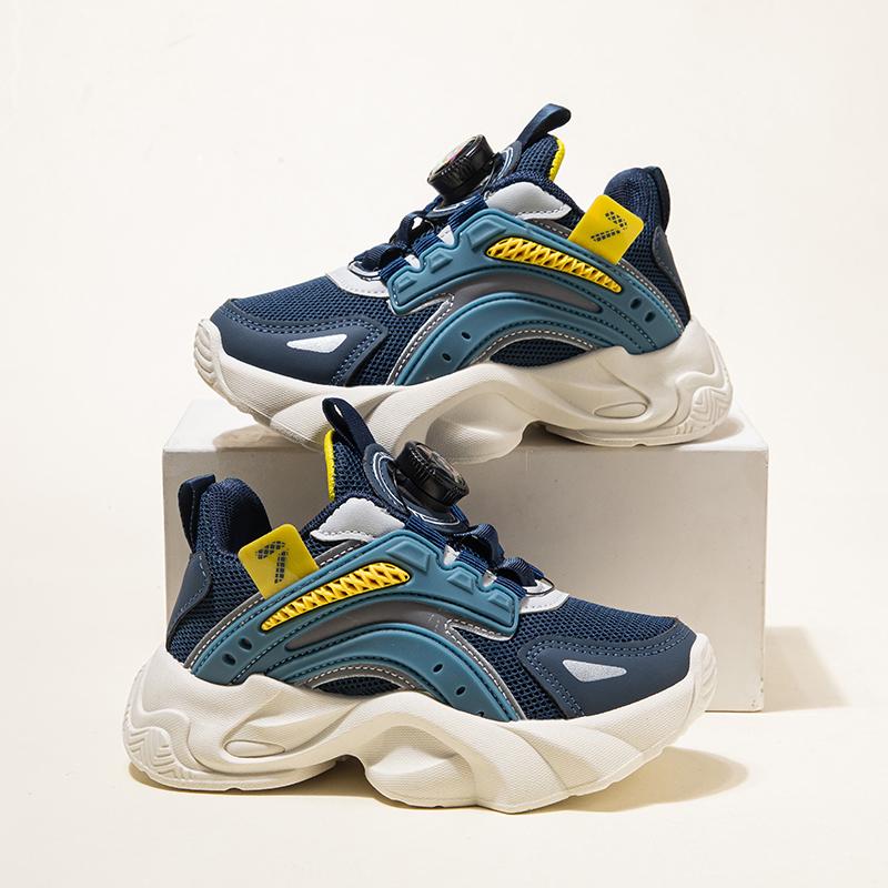 Boys  & Girls  Fashion Chunky Trainers Color-Blocked Sneakers with Rotary Buckle Closure 26 синий