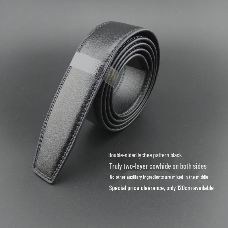 Two-Tone Genuine Leather Belt Strap (No Buckle) - Color-Changing, Trendy Design 120cm - No Buckle