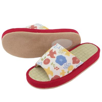 Lagarto Igusa Made of Tatami Soft and Fluffy with Urethane Fill and Stylish Indoor and Igusa Summer Slippers for Men and Red Size M Thick-Soled
