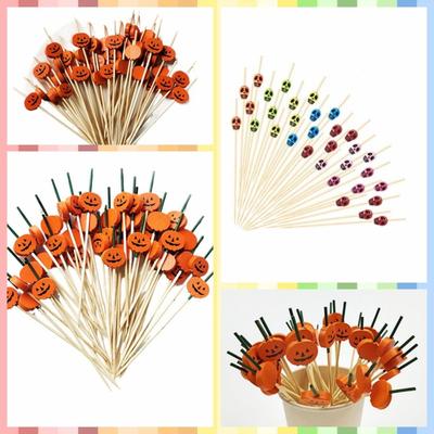 100 buc Material Natural Halloween dovleac bambus frigărui suprafață netedă de unică folosință craniu bambus stick rezistent scobitoare bară