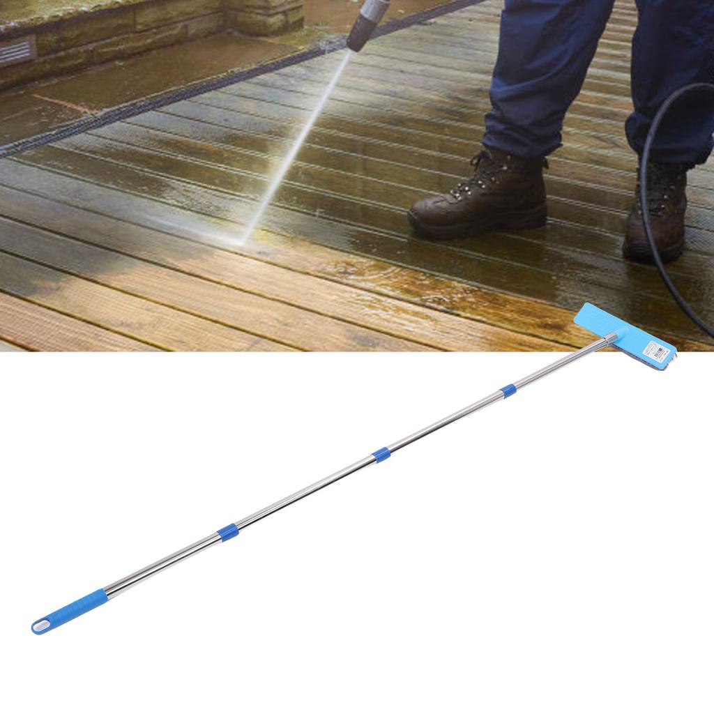 30cm Hvy Duty Steel Wire Broom Stainless Steel Telescopic Handle Outdoor Floor Scrub Brush