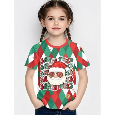 Niedliches Weihnachtsmann Kinder T-Shirt Weihnachten 3D Druck Mädchen Kurzarm T-Shirt Feiertag Jungen Kleidung O-Ausschnitt T-Shirts Oberteile Kleidung