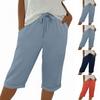 Women Elastic High Waist Pant Casual Fit Wide Leg Long Pants Trousers With Pockets