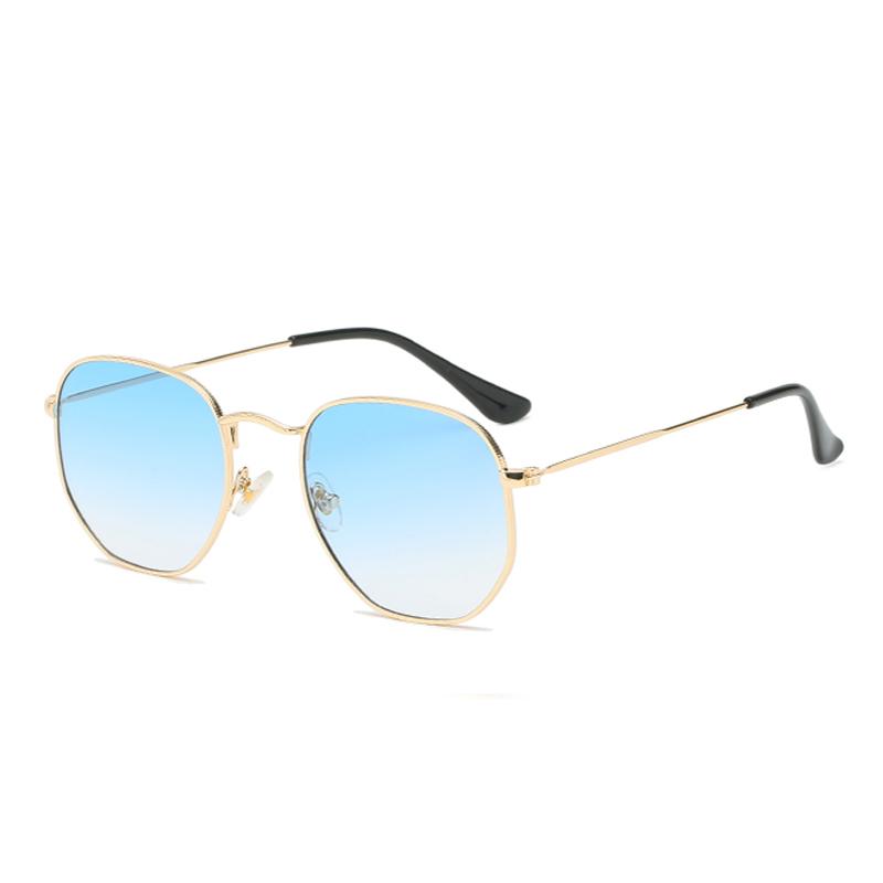 Retro UV400 Sunglasses with Hexagon Metal Frame Gradient Lenses Gold and Silver Frame Colors for Men and Women
