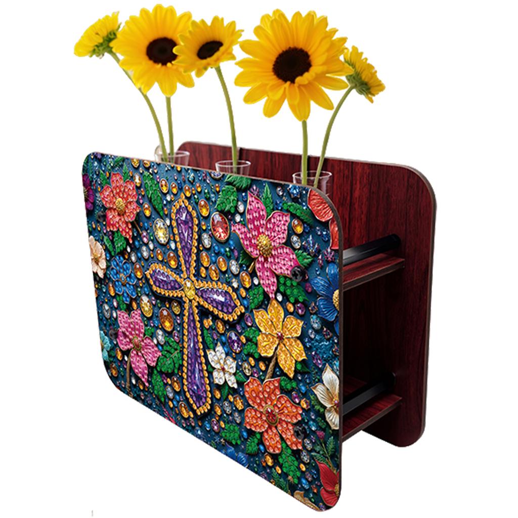 DIY Diamond Painting Wooden Tube Vase Two-Sided Pattern 5D DIY Vase Diamond Painting Kit for Adults Gift Idea Home Office Decor