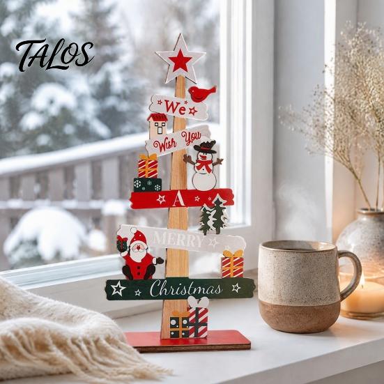 Handmade Xmas Table Centerpieces Christmas Tree Ornament, Wooden Letter Sign Decorative Small Festive Accents for Office Compact Stable Party Supplies