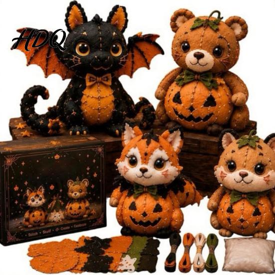 Fabric Sewing Kit Halloween Friends Patchwork Kit Animal DIY Make 4 Beginner