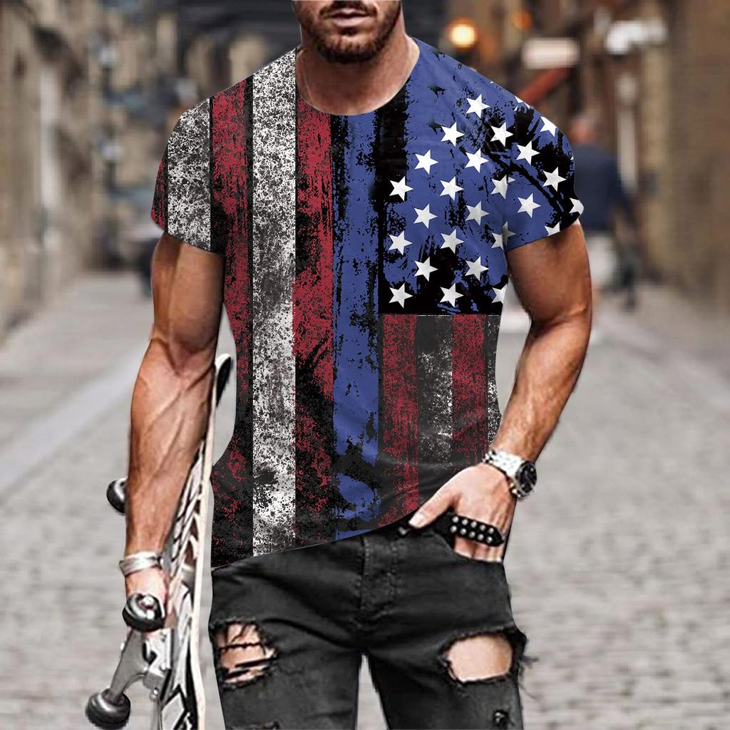 T Shirts Shirts For Men, Men's American Flag T-Shirt Patriotic Tee Short Sleeve  Apperal Workout Muscle T Shirts