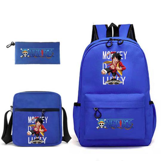 Riman One Piece Backpack 3-Piece Set, Boys And Girls Laptop, Youth Schoolbag, Messenger Bag, Pencil Bag.