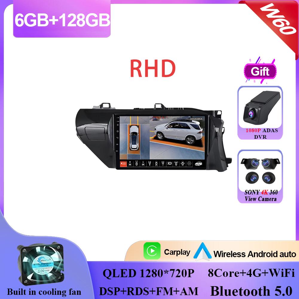 For Toyota Hilux 2015-2020 Multimedia Head Unit Car Player Android GPS Carplay Auto 4G Car BT No 2din DVD Navigation Radio Video