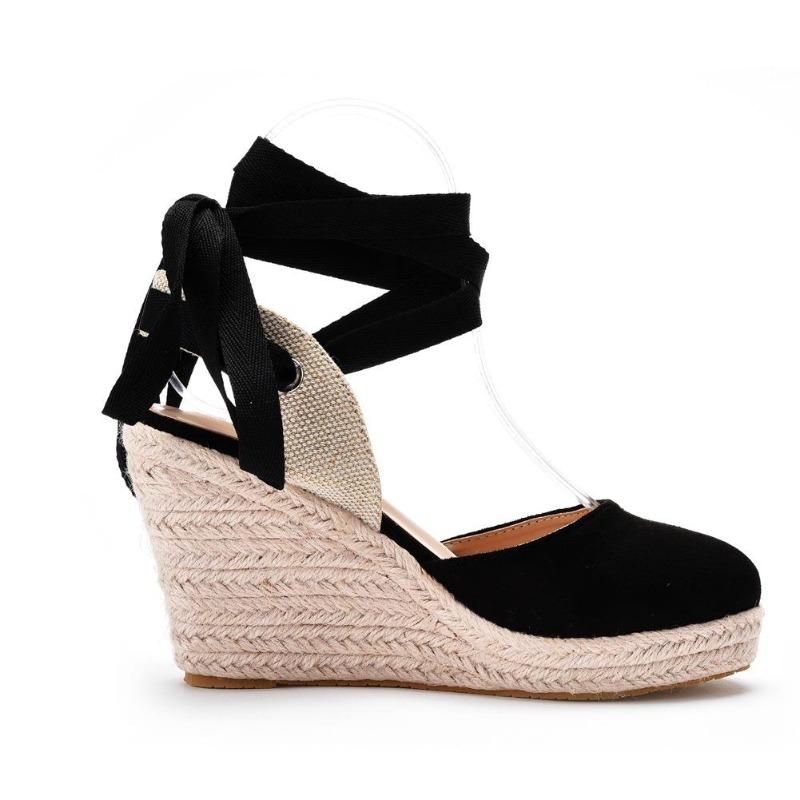Shoes Women Summer High Heel Platform Sandals Ankle Buckle Strap Closed Comfortable Casual Shoe
