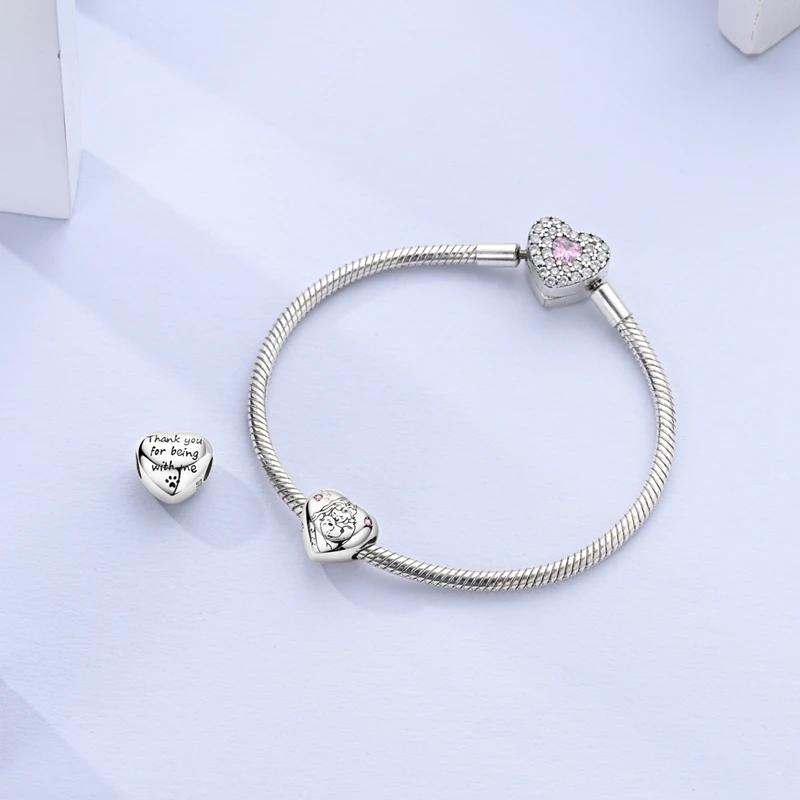 Genuine Charm Copper The Girl Hugged The DogS Heart Bead Fits Charm Plata Bracelet For Women Jewellery Crafting Gift
